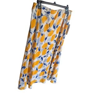 Liz Claiborne- Lemon Print Midi Skirt - M - Fast Ship